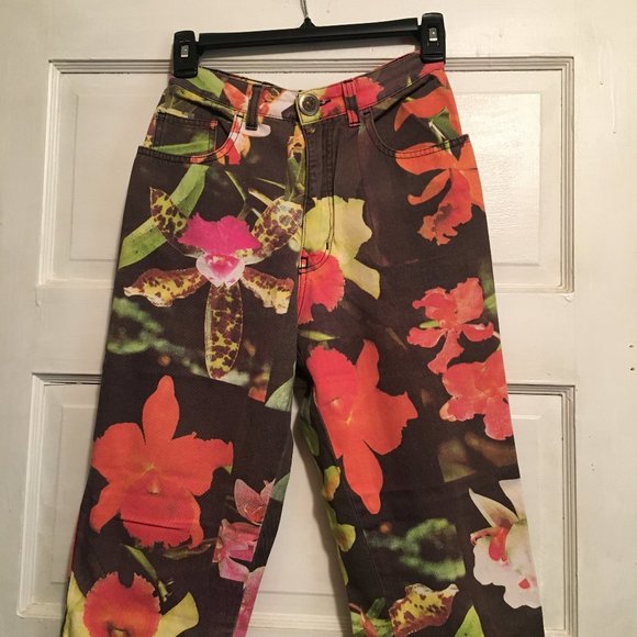 MOSCHINO JEANS Vintage Orchid Tropical Floral Pant - Picture 7 of 7